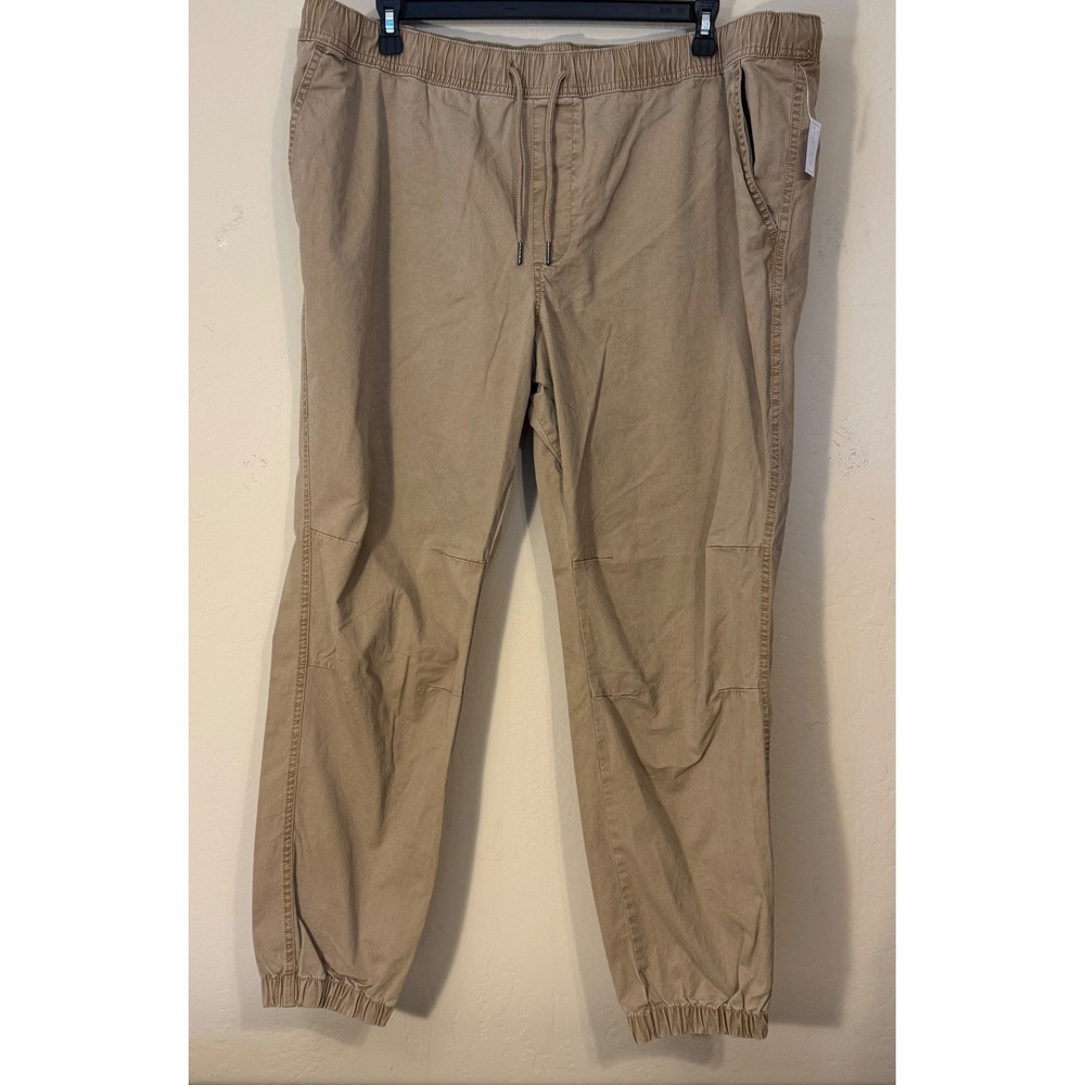 No Boundaries Jogger Pants Men 2XL Khaki Tan Twill Drawstring Casual Utility NEW
